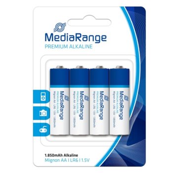 Батерии алкални MediaRange Premium MRBAT104 LR6, 1.5V, 1850mAh, 4бр. | JAR Computers Батерии MEDIARANGE PREMIUM MRBAT104 LR6 1.5V 4бр.