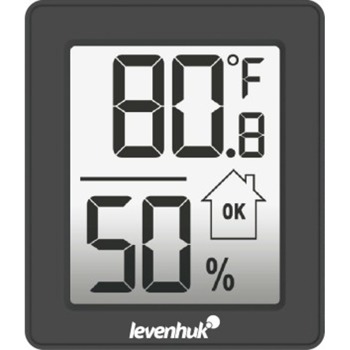 Цифров термо-хигрометър Levenhuk Wezzer Base L10, термометър, влагомер, измерва температура и влажност, индикация за качеството на температурата и влажността в помещението, черен image