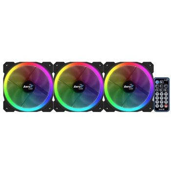Вентилатори 120mm, AeroCool Orbit RC (ACF3-OB10227.01), 3-pin, 1200 rpm, RGB подсветка, с дистнационно | JAR Computers AeroCool ACF3-OB10227.01
