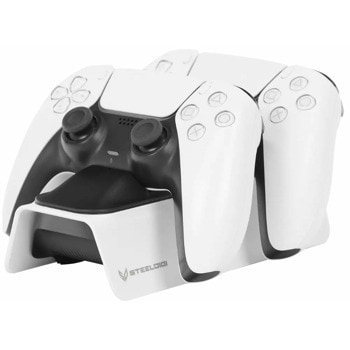 Зарядна станция SteelDigi Azure Toboggan, за PS5, за зареждане на до 2 контролерa едновременно, бяла | JAR Computers SteelDigi Azure Toboggan бяла PS5-DC02W
