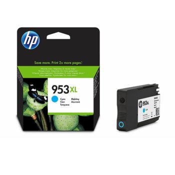 Касета HP Officejet Pro 8210/8710/8715/8720/8725/8730/8740 - Cyan - P№ F6U16AE - HP 953XL - Оригинална, заб.: 1600 брой копия | JAR Computers HP 953XL High Yield Cyan Original Ink F6U16AE