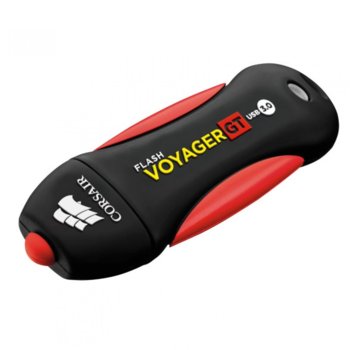 Памет 128GB USB Flash Drive, Corsair Voyager GT, водоустойчива, USB 3.0, черна/червена | JAR Computers 128GB Corsair Voyager GT