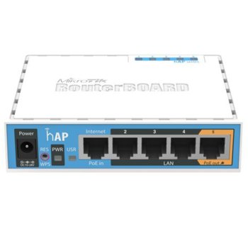 Точка за достъп Mikrotik HAP RB951UI-2ND, 2.4GHz, 5x 10/100 Ethernet Port, 1 вътрешна антена | JAR Computers Точка за достъп Mikrotik HAP RB951UI-2ND