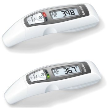 Термометър Beurer FT 65, функция за дата и час, звуков сигнал при температура над 38°C, бял/сив image