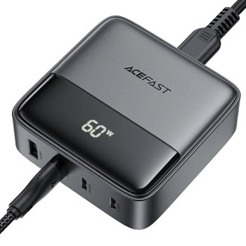 Зарядно устройство Acefast Z6, от контакт към 2x USB-C(ж), 2x USB-A(ж), черно, 65W, QC 4+ | JAR Computers Acefast Z6 Black