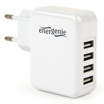 Зарядно устройство Gembird EG-U4AC-02, от контакт към 4x USB-A(ж), бяло | JAR Computers Gembird EG-U4AC-02
