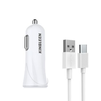 Зарядно устройство Kingleen QL-C902, от автомобилна запалка към 1x USB Type A(ж), 5V/2.0A, бяло | JAR Computers Kingleen QL-C902
