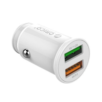 Зарядно устройство Orico UPZ-2U-WH, от автомобилна запалка към 2x USB Type A(ж), 12V, 3A, бял, Quick Charge 3.0 image