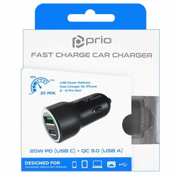 Prio Fast Charge Car Charger 20W 15632