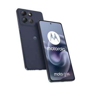 Смартфон Motorola Moto G86 5G (син), поддържа 2 SIM карти, 6.67" (16.94cm) AMOLED 120Hz дисплей, осемядрен MediaTek Dimensity 7300 2.5 GHz, 8GB RAM, 256GB Flash памет (+microSD слот), 50 + 8 & 32 Mpix камери, Android | JAR Computers Motorola Moto G86 5G 8/256GB Spellbound PB7L0103PL