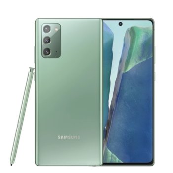 Смартфон Samsung SM-N980 Galaxy Note20 (зелен), поддържа 2 sim карти, 6.7" (17.01 cm) Super AMOLED Plus дисплей, осемядрен Snapdragon 865+ 2.73GHz, 8GB RAM, 256GB Flash, 64.0 + 12.0 + 12.0 & 10.0 Mpix камера, Android, 192g | JAR Computers Samsung GALAXY Note20 Green SM-N980FZGGEUE