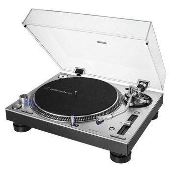 DJ грамофон Audio-Technica AT-LP140XP, ръчно управление, директно задвижване от мотора, регулируем динамичен анти-скейт контрол, 33/45/78 оборота в минута, 2x RCA, сребрист | JAR Computers Грамофон Audio-Technica AT-LP140XP