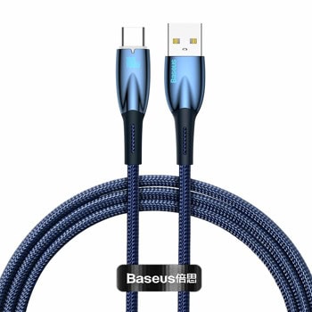 Кабел Baseus Glimmer, от USB-A(м) към USB C(м), 1m, 100W, син | JAR Computers кабел baseus glimmer