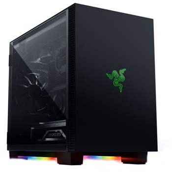 Кутия Razer Tomahawk Mini-ITX (RC21-01400100-R3M1), Mini-ITX/Mini-DTX, 1x USB 3.2 Gen2 Type C, 2x USB 3.2 Gen 1, прозорец, RGB подсветка, черна, без захранване | JAR Computers Razer RC21-01400100-R3M1