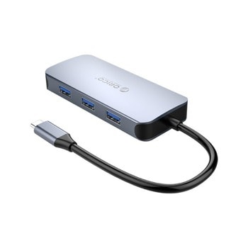 Докинг станция Orico MC U602P, 6 портов, от 1x USB 3.1 Type-C към 3x USB 3.0, 1x USB 3.1 Type-C, 1x HDMI, 1x RJ-45, сребриист image