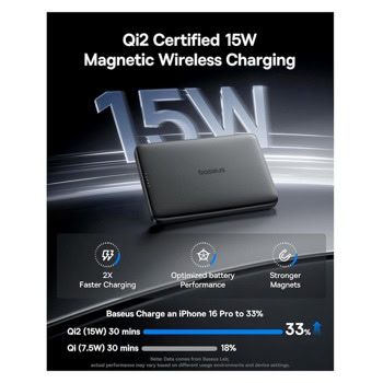 baseus picogo am41 qi2 power bank 10000mah черен