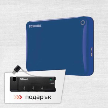 1TB Toshiba Canvio Connect II Blue + Trust Barra