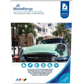 Фотохартия MEDIARANGE GLOSSY 180g, A4, гланцирана, 180 g/m2, 50 бр | JAR Computers MEDIARANGE GLOSSY 180g.
