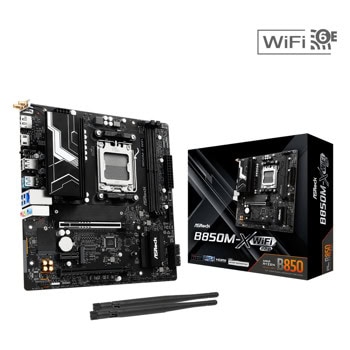 Дънна платка ASRock B850M-X WIFI R2.0, B850, AM5, DDR5, PCI-E 5.0 (DP&HDMI), 2x M.2 slots, 4x SATA 6Gb/s, 1x USB 3.2 Gen1 Type-C, 3x USB 3.2 Gen1 Type-A, Wi-Fi 6E, Bluetooth 5.2, 2.5GbE LAN, Micro ATX | JAR Computers ASRock B850M-X WIFI R2.0