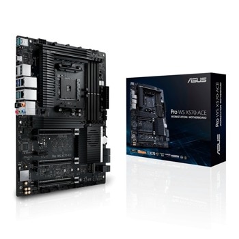 Дънна платка Asus Pro WS X570-ACE, X570, AM4, DDR4, PCI-E 4.0 (DP&HDMI)(CF&SLI), 4x SATA 6Gb/s, 2x M.2, 1x USB 3.2 Gen 2 Type-C, ATX | JAR Computers Asus Pro WS X570-ACE