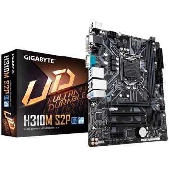 Дънна платка Gigabyte H310M S2P (rev. 1.1), H310, LGA1151, DDR4, PCI-E 3.0 (HDMI/DVI/VGA), 4x SATA 6Gb/s, 1x M.2, 2x USB 3.1 Gen 1, Micro ATX | JAR Computers Gigabyte H310M S2P rev. 1.1