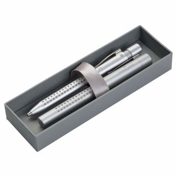 Химикалка и писалка Faber-Castell M Grip 2011, син цвят на писане, сребристи | JAR Computers Faber-Castell Grip 2011 M сребърни