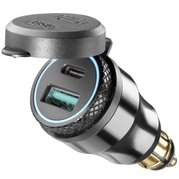 Зарядно за кола Interphone, от автомобилна запалка към 1x USB C(ж)/1x USB A(ж), черно | JAR Computers Interphone IT8190