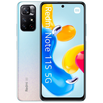 Смартфон Xiaomi Redmi Note 11S 5G (светло син), поддържа 2 sim карти, 6.6" (16.76 cm) IPS 90Hz дисплей, осемядрен MediaTek Dimensity 810 2.4GHz, 6GB RAM, 128GB Flash памет (+microSD слот), 50.0 + 8.0 + 2.0 & 13.0 MPix камери, Android, 195g | JAR Computers Xiaomi Redmi Note 11S 5G 6/128 GB Star Blue