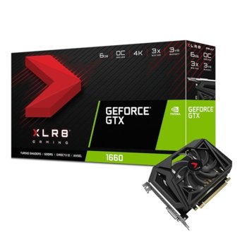 Видео карта Nvidia GeForce GTX 1660, 6GB, PNY GeForce GTX 1660 XLR8 OC SINGLE FAN, PCI-E 3.0, GDDR5, 192bit, DisplayPort, HDMI, DVI | JAR Computers PNY NVIDIA GeForce GTX 1660 XLR8 OC SINGLE FAN