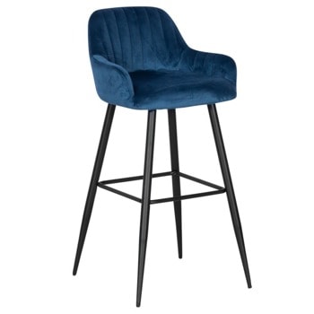 Бар стол Carmen 3083, до 100кг, метал/дамаска, син image