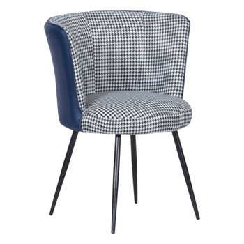 Трапезен стол Carmen 528, до 100кг. макс тегло, дамаска/еко кожа, метална база, синьо-бял image