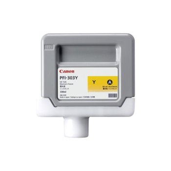 Касета CANON iPF810/iPF820 - Yellow -  PFI-303Y - P№ 2961B001 - заб.: 330ml | JAR Computers Касета CANON iPF810/iPF820 - Yellow -  PFI-303Y -…