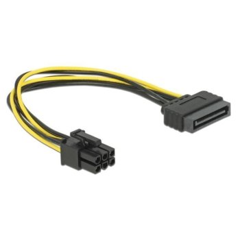 Захранващ кабел DeLock 82924, SATA 15pin(м) към PCI-E 6pin(м), 0.2m | JAR Computers Delock SATA 15 pin - 6 pin PCI Express 82924