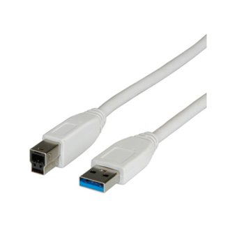 Кабел Roline 11.99.8871, USB 3.0 A(м) към USB 3.0 B(м), 3m, бял | JAR Computers Roline USB A(м) към USB 3.0 B(м) 3m 11.99.8871