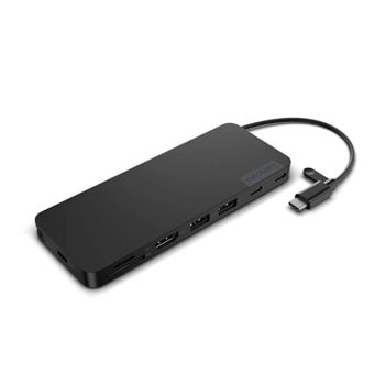 Докинг станция Lenovo USB-C Slim Travel Dock (4X11N40212), от USB-C към 3x USB-C, 2x USB-A, 1x HDMI, 1x SD четец, 1x MicroSD четец, черна | JAR Computers Lenovo USB-C Slim Travel Dock 4X11N40212
