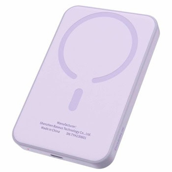 Външна батерия /power bank/ Baseus Magnetic Wireless Charging Power Bank (P10022107513-00), 5000mAh, лилава, 15W, 1x USB-C, Qi безжично зареждане, MagSafe | JAR Computers Baseus Magnetic Wireless Charging P10022107513-00