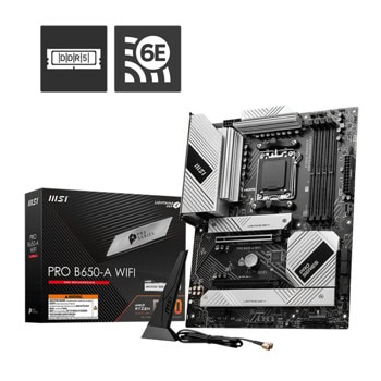 Дънна платка MSI Pro B650-A WiFi, B650, AM5, DDR5, PCI-E 4.0 (DP&HDMI), 6x SATA 6Gb/s, 3x M.2 slots, 1x USB 3.2 Gen 2 Type-C, Wi-Fi 6E, Bluetooth 5.3, ATX | JAR Computers MSI Pro B650-A WiFi