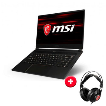 Лаптоп MSI GS65 STEALTH THIN 8SE-222 (9S7-16Q411-222) с подарък слушалки MSI H991, шестядрен Coffee Lake Intel Core i7-8750H 2.2/4.10 GHz, 15.6" (39.62 cm) FHD Display & GF RTX 2060 6GB, 16GB DDR4, 512GB SSD, USB Type-C, Windows 10 | JAR Computers MSI GS65 STEALTH 8SE-222BG + H991 Black