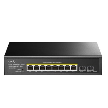 Суич Cudy GS1008PS2, 10 порта, 1000Mbps, 8x 10/100/1000 Mbps PoE, 2x 10/100/1000 Mbps SFP | JAR Computers Cudy GS1008PS2