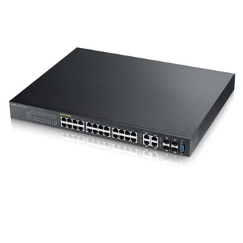 Суич ZyXEL GS2210-24HP, 24Port 1000Mbps, 4x SFP/RJ45, PoE | JAR Computers ZyXEL GS2210-24HP