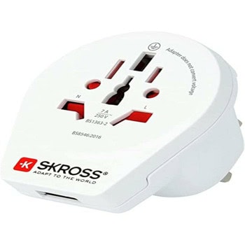 Адаптер Skross World to UK 1500267, от EU, Австралия/Китай, Великобритания, САЩ/Япония, Швейцария, Италия, Бразилия към Великобритания, 1x USB-A, бял | JAR Computers SKROSS World to UK 1500267