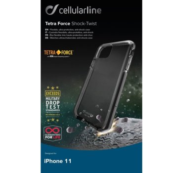 Cellular Line Tetra за iPhone 11, Черен