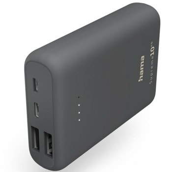 Външна батерия/power bank/ Hama Supreme 10HD (201668), 10000mAh, сива, от 1x USB-C, 1x micro-USB към 1x USB C, 2x USB A image