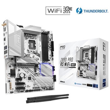 Дънна платка ASRock Z890 Pro RS WiFi White, Z890, LGA1851, DDR5, PCI-E 5.0 (Thunderbolt&DP&HDMI), 4x SATA 6Gb/s, 4x M.2, 1x USB 3.2 Gen2x2 (Type-C), 2.5G LAN, Wi-Fi 6E, Bluetooth 5.3, ATX | JAR Computers ASRock Z890 Pro RS WiFi White