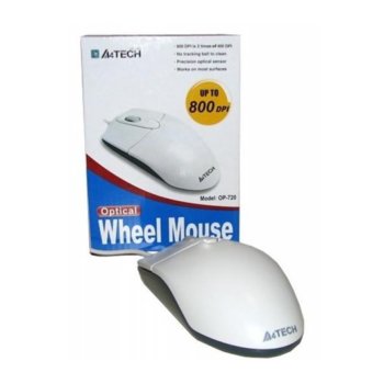 Мишка A4Tech OP-720D, оптична, бяла, PS/2 | JAR Computers A4Tech OP-720D, оптична, бяла, PS/2