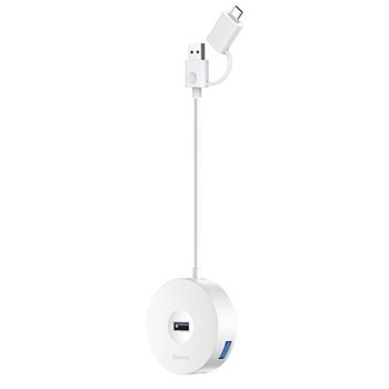 USB Хъб Baseus CAHUB-GB02, 1x USB 3.0, 3x USB 2.0, бял | JAR Computers Baseus CAHUB-GB02