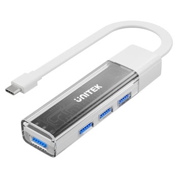 USB хъб Unitek H1319AWH01, 4 порта, от USB Type-C към 4x USB 3.0 Type-A, бял | JAR Computers Unitek H1319AWH01