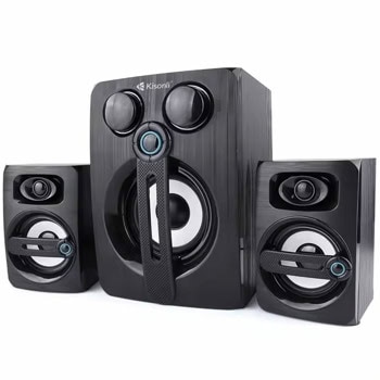 Тонколони Kisonli TM-9000A, 2.1, 22W RMS (2x5W + 12W), Bluetooth, USB, AUX, слот за SD карта, черни | JAR Computers Kisonli TM-9000A 22219