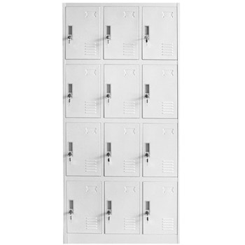 Метален шкаф RFG DZX-078, 12x шкафове, прахово боядисан, метален, заключване, вентилационен отвор, сив | JAR Computers RFG DZX-078