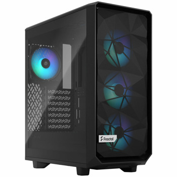 Кутия Fractal Design Meshify 2 Compact Lite RGB Black TG, ATX/mATX/mITX, прозорец, черна, без захранване | JAR Computers Fractal Design Meshify 2 Compact Lite RGB Black TG